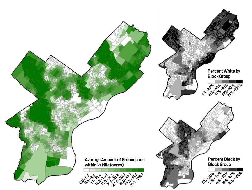 Map of green spaces in Philadelphia