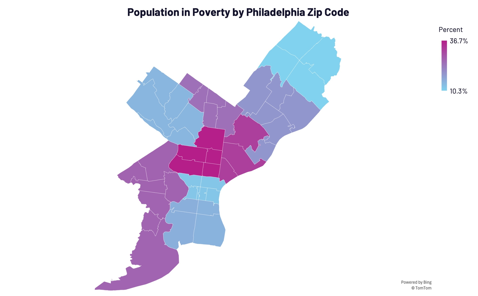 poverty rate by Philadelphia zip code